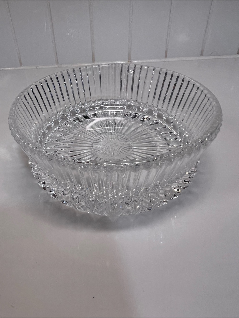 Vintage 1978 Fostoria Heritage Clear Lead Crystal Candy Dish Ribbed Heavy